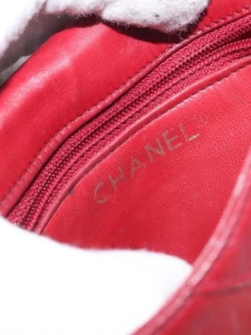 CHANEL Bicolore Waist Bag Lamb Skin Red Gold CC Auth bs26757